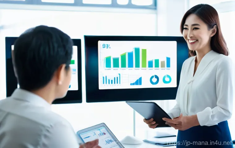 경영지도사와 디지털 마케팅 전략 - **Prompt:** A bright, optimistic image of a female Japanese SME owner in her late 30s to early 40s, ...