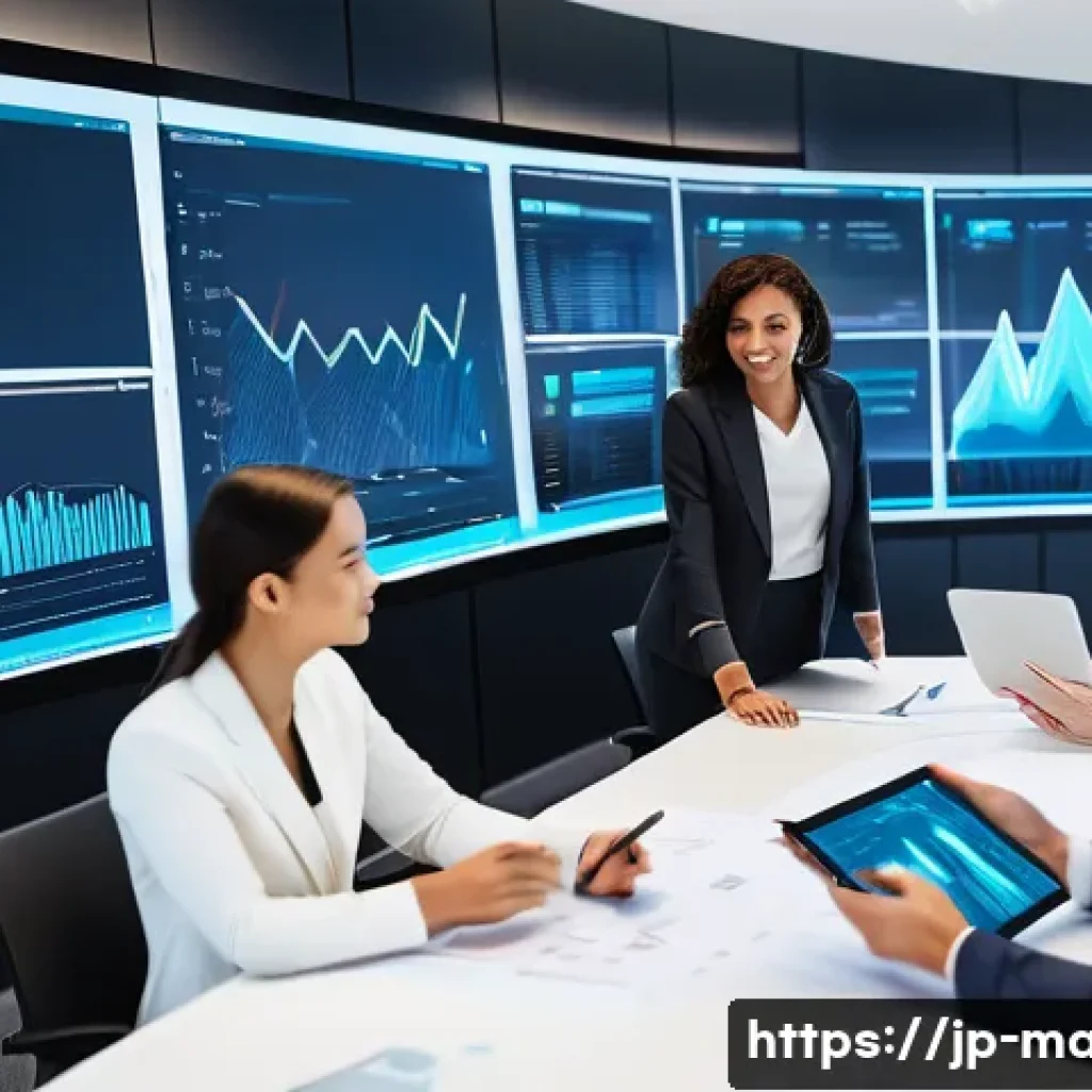 경영지도사 자격증의 장점과 활용 - **Digital Transformation Leadership:**
    A dynamic, high-angle shot in a modern, brightly lit offi...