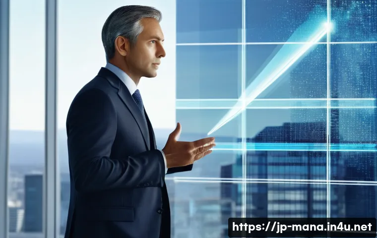 경영지도사와 경영 성과 개선 프로젝트 - **Prompt:** A modern, brightly lit office interior. A male CEO in his late 40s, wearing a crisp busi...